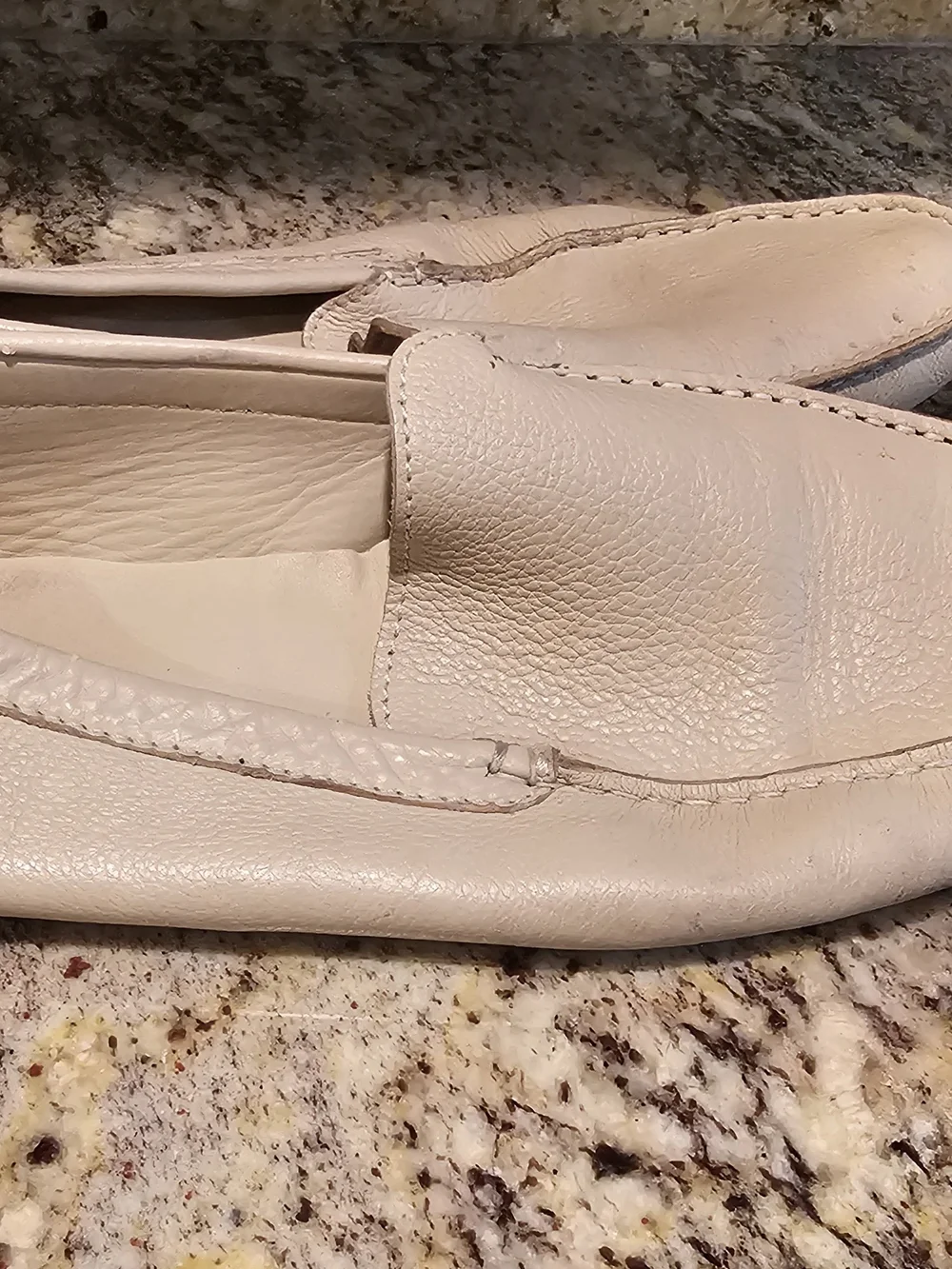 Via Spiga Cream Leather Slip-On Loafers for Men